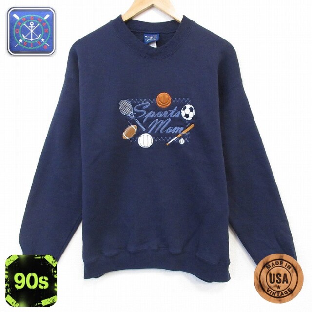 【50%OFF】90s 長袖スウェット スポーツ ネイビー L | 古着