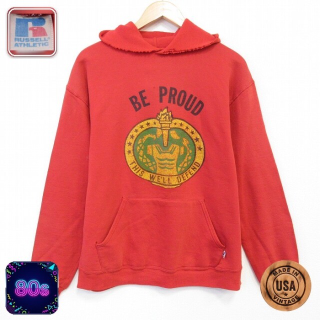 【50%OFF】80s 長袖パーカー BE PROUD コブラ レッド L | 古着