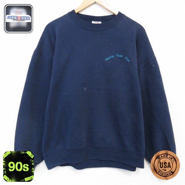 【50%OFF】ジャージーズ 90s 長袖スウェット Creek ネイビー XL | 古着