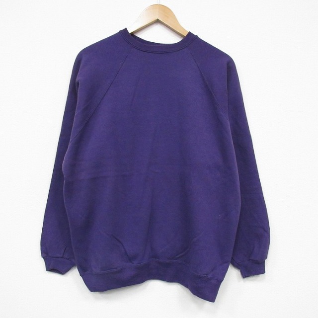 XL★古着 ヘインズ 長袖 スウェット メンズ 90年代 90s 無地 クルーネック USA製 紫 25nov13