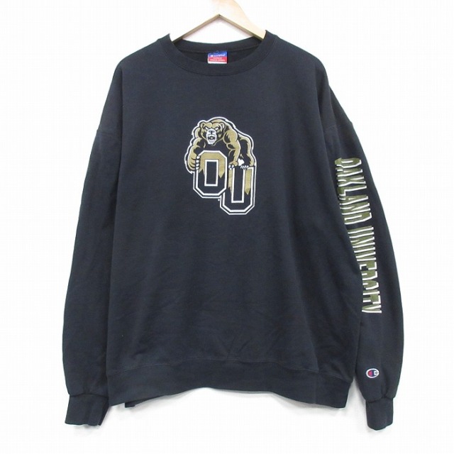 XL★古着 チャンピオン champion 長袖 スウェット メンズ 00年代 00s OU 大きいサイズ クルーネック 黒 25nov13
