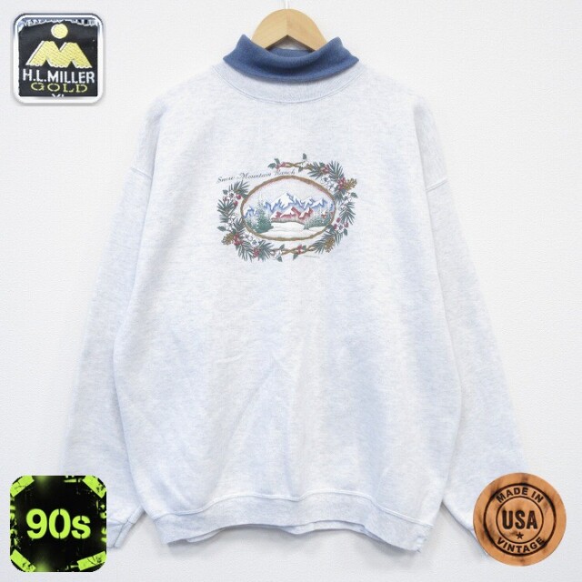 【50%OFF】スノーマウンテン 90s 長袖スウェット タートルネック グレー XL | 古着
