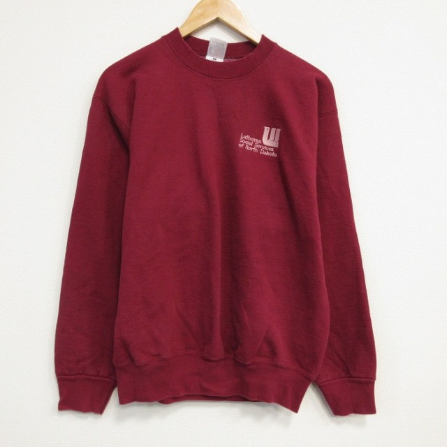 M★古着 フルーツオブザルーム 長袖 スウェット メンズ 90年代 90s ダコタ クルーネック USA製 エンジ 25nov12