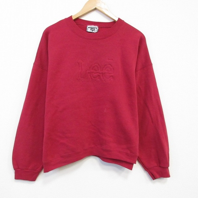 リー 90s 長袖スウェット ビッグロゴ刺繍 レッド XL | 古着