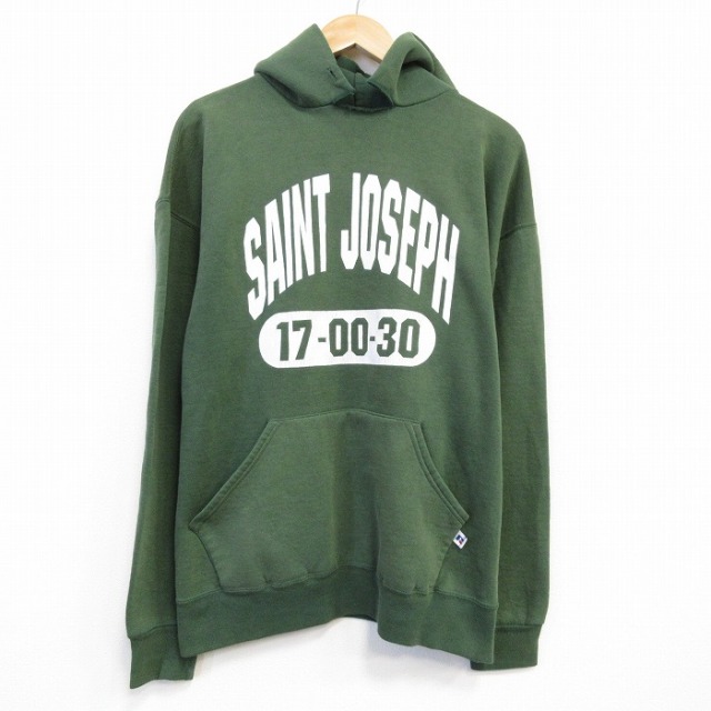 XL★古着 ラッセル 長袖 スウェット パーカー メンズ 00年代 00s SAINT 濃緑 25nov12