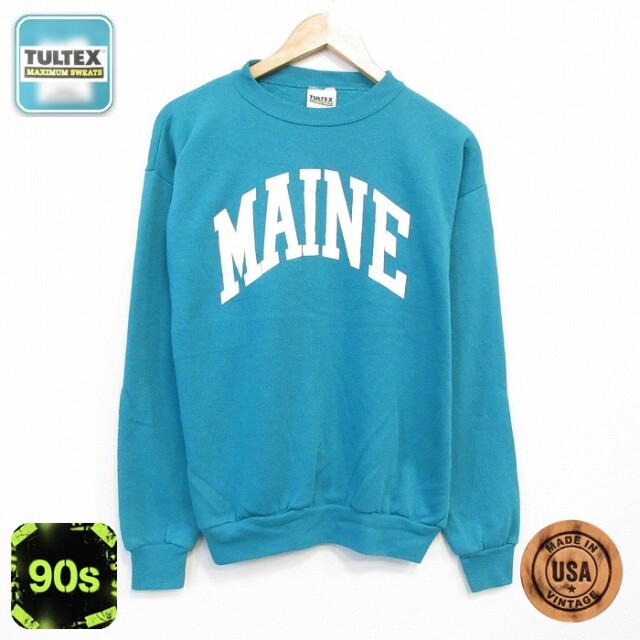90s 長袖スウェット MAINE ブルー M | 古着