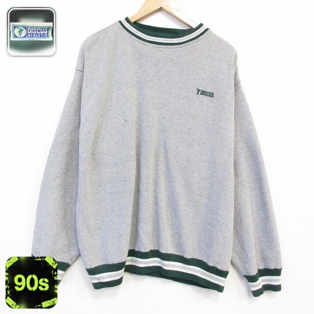 【50%OFF】ディスカス 90s 長袖スウェット ワンポイントロゴ グレー XL | 古着