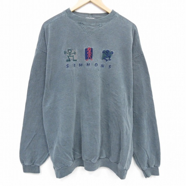 00s 長袖スウェット SIMMONS 濃グリーン XL | 古着