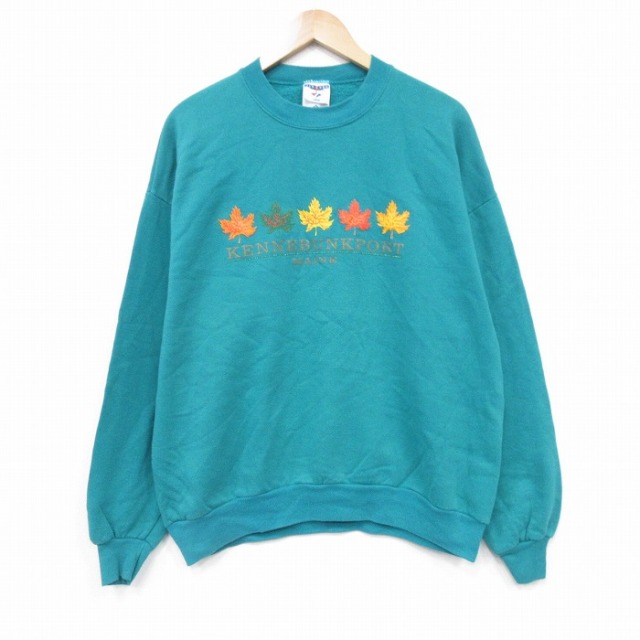 【50%OFF】ジャージーズ 90s 長袖スウェット カエデ ライトグリーン L | 古着