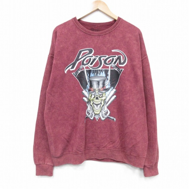 XL★古着 長袖 ロック バンド スウェット メンズ ポイズン クルーネック エンジ他 タイダイ【spe】 25nov14
