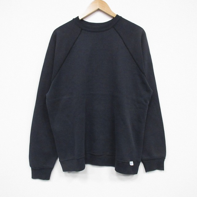 L★古着 ディスカス 長袖 スウェット メンズ 80年代 80s 無地 ラグラン クルーネック 黒 25nov14