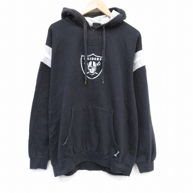XL★古着 長袖 スウェット パーカー メンズ 00年代 00s NFL オークランドレイダース 大きいサイズ 黒 アメフト スーパーボウル 25nov14