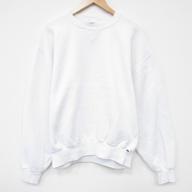 XL★古着 ラッセル 長袖 スウェット メンズ 00年代 00s 無地 クルーネック 白 25nov13