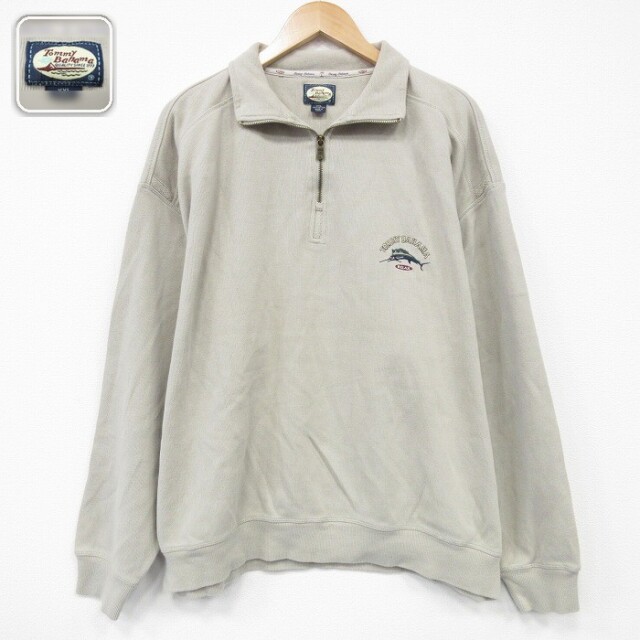 【50%OFF】トミーバハマ 長袖ハーフジップトップス モックネック ベージュ XL | 古着