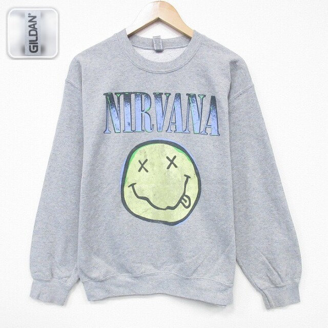 【50%OFF】ニルヴァーナ 長袖スウェット ニルヴァーナプリント グレー M | 古着