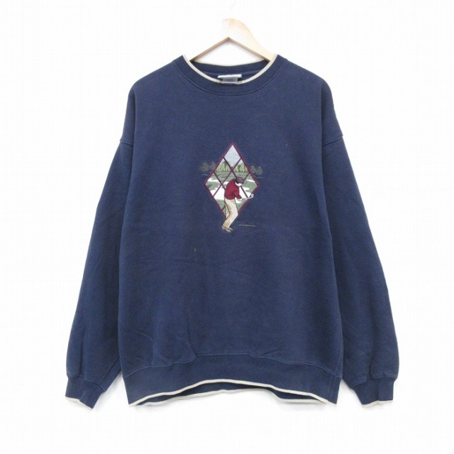 00s 長袖スウェット ゴルフ刺繍 ネイビー XL | 古着
