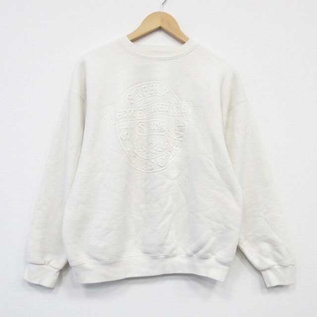 L★古着 リー Lee 長袖 スウェット メンズ 90年代 90s SAPETY クルーネック USA製 生成り 25nov14