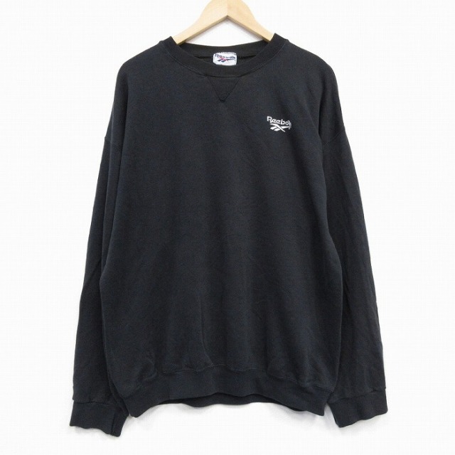 【50%OFF】リーボック 90s 長袖スウェット ワンポイントロゴ ブラック XL | 古着