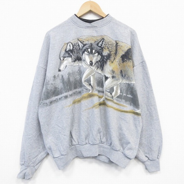 ART UNLIMITED 00s 長袖スウェット オオカミ グレー XL | 古着