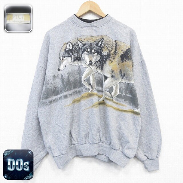 【50%OFF】ART UNLIMITED 00s 長袖スウェット オオカミ グレー XL | 古着