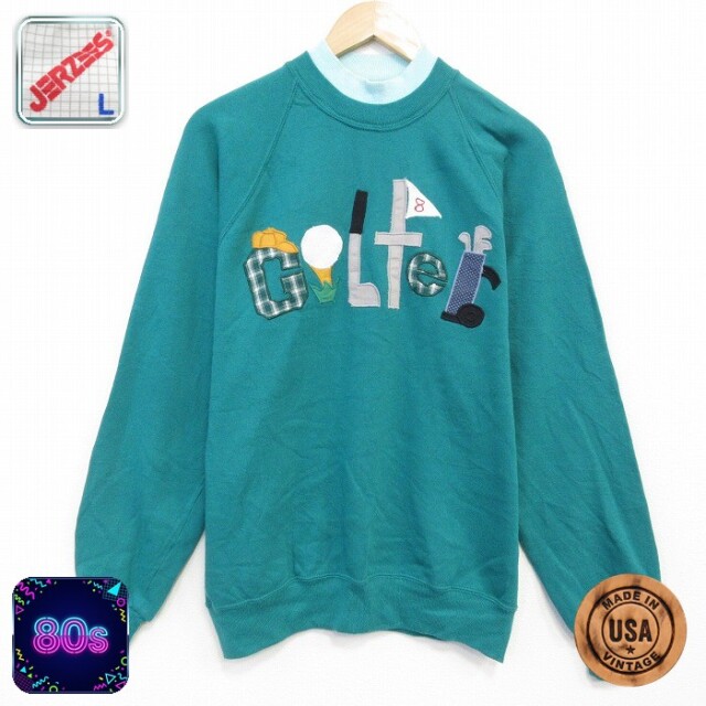 【50%OFF】ジャージーズ 80s 長袖スウェット ゴルフ グリーン M | 古着