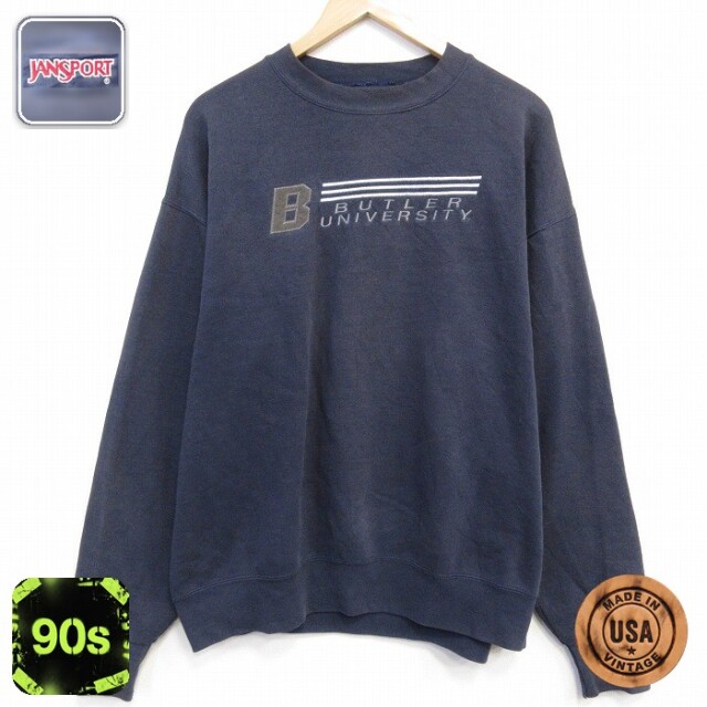【50%OFF】ジャンスポーツ 90s 長袖スウェット BUTLER ネイビー XL | 古着