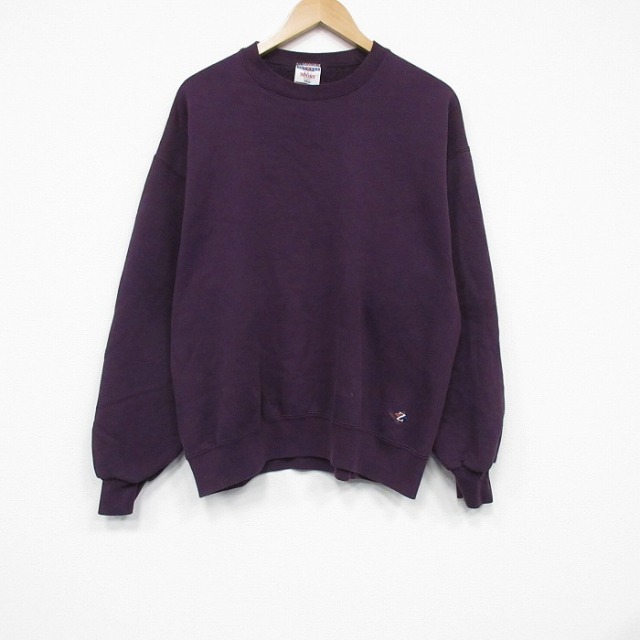 【20%OFF】L★古着 ジャージーズ 長袖 スウェット メンズ 90年代 90s ワンポイントロゴ クルーネック USA製 紫 25nov18