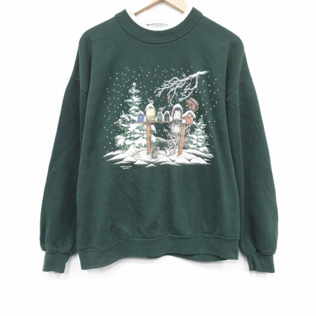 90s 長袖スウェット 鳥小屋 グリーン XL | 古着