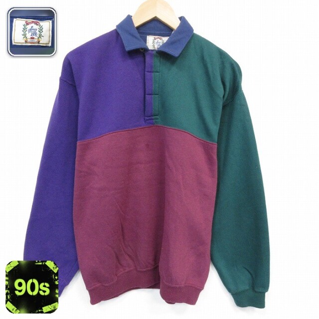 【50%OFF】シアーズ 90s 長袖スウェット マルチカラー バーガンディ M | 古着