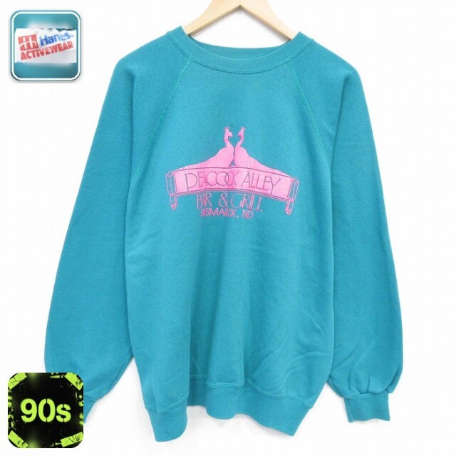 【50%OFF】ヘインズ 90s 長袖スウェット バーアンドグリル グリーン XL | 古着