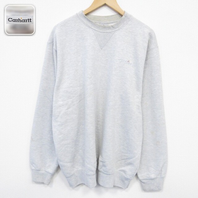 【50%OFF】カーハート 長袖スウェット ワンポイントロゴ グレー XL | 古着