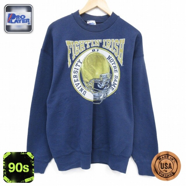 【50%OFF】ノートルダム 90s 長袖スウェット ネイビー XL | 古着