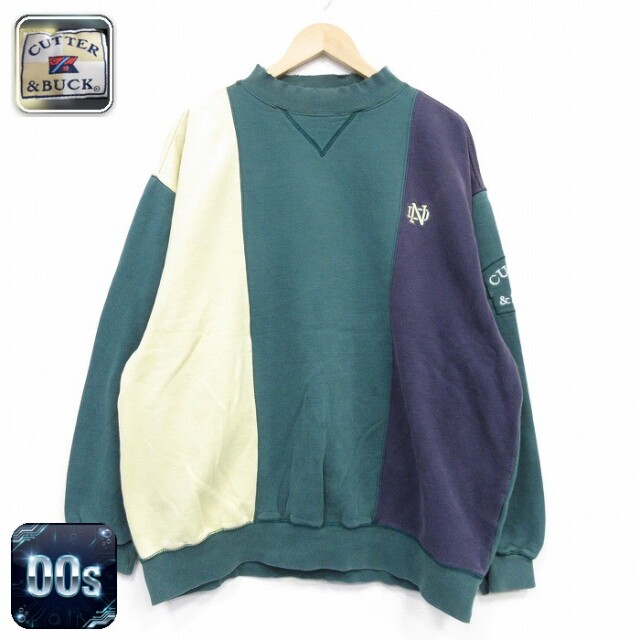 【50%OFF】00s 長袖スウェット マルチカラーモックネック グリーン XL | 古着