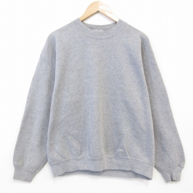 XL★古着ジャージーズ 長袖 スウェット メンズ 90年代 90s 無地 クルーネック USA製 薄グレー 霜降り 25nov17