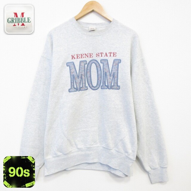 【50%OFF】90s 長袖スウェット MOM刺繍 グレー XL | 古着