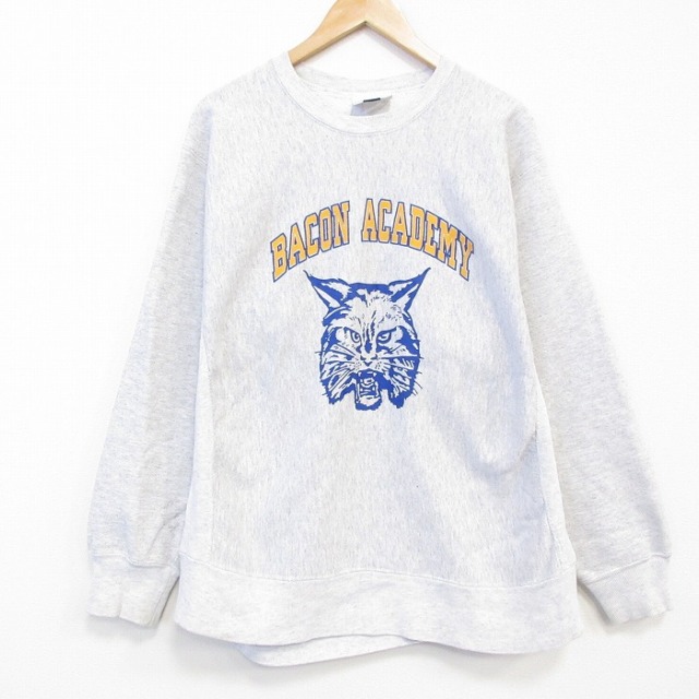 XL★古着 リー Lee 長袖 スウェット メンズ 90年代 90s BACON クルーネック USA製 薄グレー 霜降り【spe】 25nov17