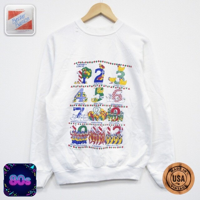 【50%OFF】80s ラグランスウェット 数字 ホワイト M | 古着