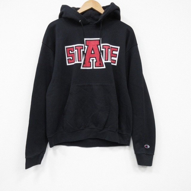 L★古着 チャンピオン champion 長袖 スウェット パーカー メンズ 00年代 00s STATE 黒 25nov19