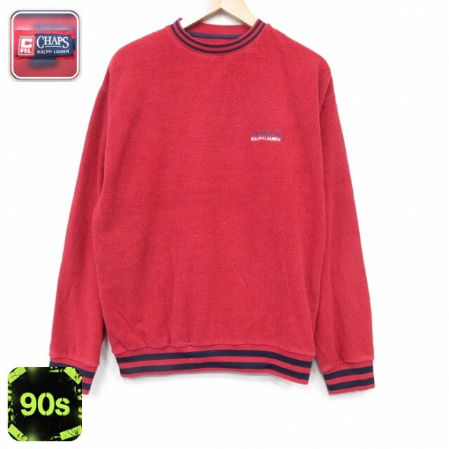【50%OFF】ラルフローレン 90s 長袖フリース ワンポイントロゴ レッド L | 古着
