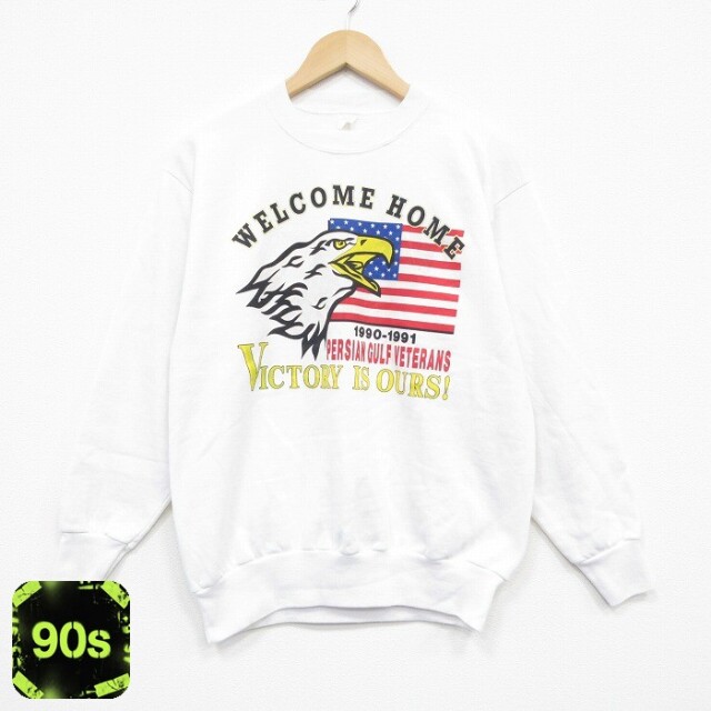 【50%OFF】90s 長袖スウェット 鳥 ホワイト M | 古着