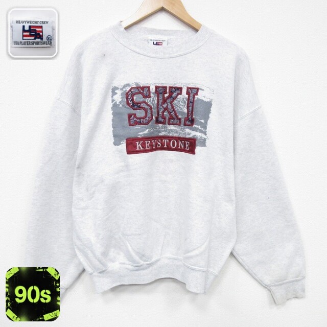 【50%OFF】90s 長袖スウェット SKI刺繍 グレー XL | 古着