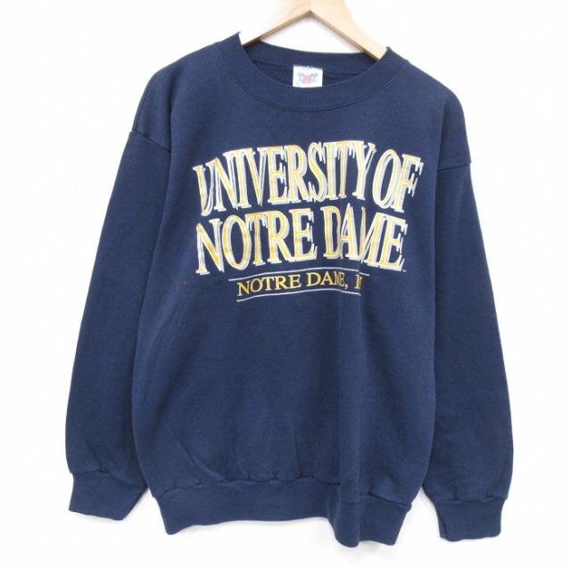 ノートルダム 90s 長袖スウェット ネイビー M | 古着