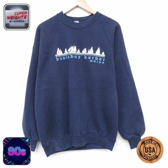 【50%OFF】ラッセル 80s 長袖スウェット ヨット ネイビー M | 古着