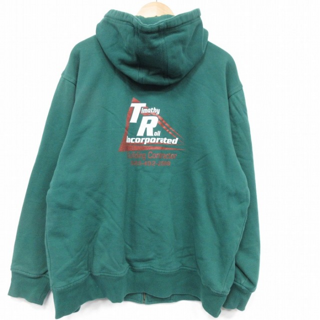 【20%OFF】XL★古着 WEAR GUARD 長袖 フルジップ スウェット パーカー メンズ TR 大きいサイズ 緑 内側サーマル 25nov20