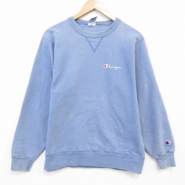 M★古着 チャンピオン champion 長袖 スウェット メンズ 90年代 90s ワンポイントロゴ クルーネック USA製 薄紺 25nov20