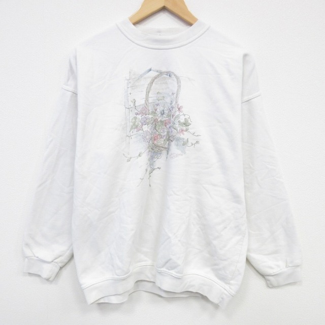【50%OFF】NORTHERN REFLECTIONS 00s 長袖スウェット 花 ホワイト L | 古着