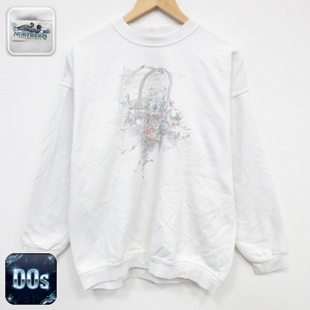 【50%OFF】NORTHERN REFLECTIONS 00s 長袖スウェット 花 ホワイト L | 古着