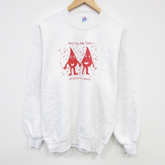 L★古着 ジャージーズ 長袖 スウェット メンズ 90年代 90s AB クルーネック USA製 白 25nov20