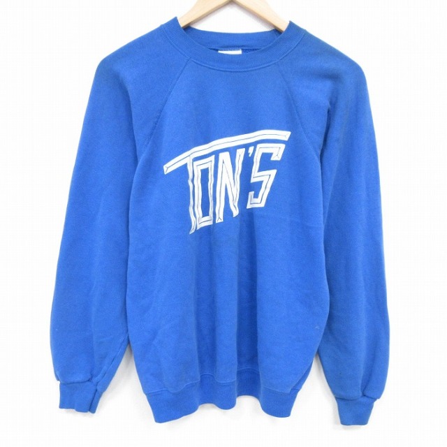 M★古着 ヘインズ 長袖 スウェット メンズ 80年代 80s TONS ラグラン クルーネック USA製 青 25nov20