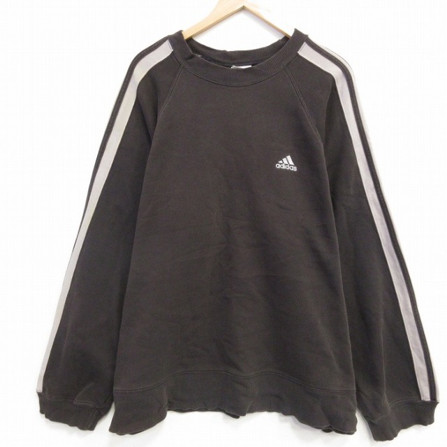 XL★古着 アディダス adidas  長袖 スウェット メンズ 90年代 90s ワンポイントロゴ 大きいサイズ ラグラン クルーネック 黒【spe】 25nov28